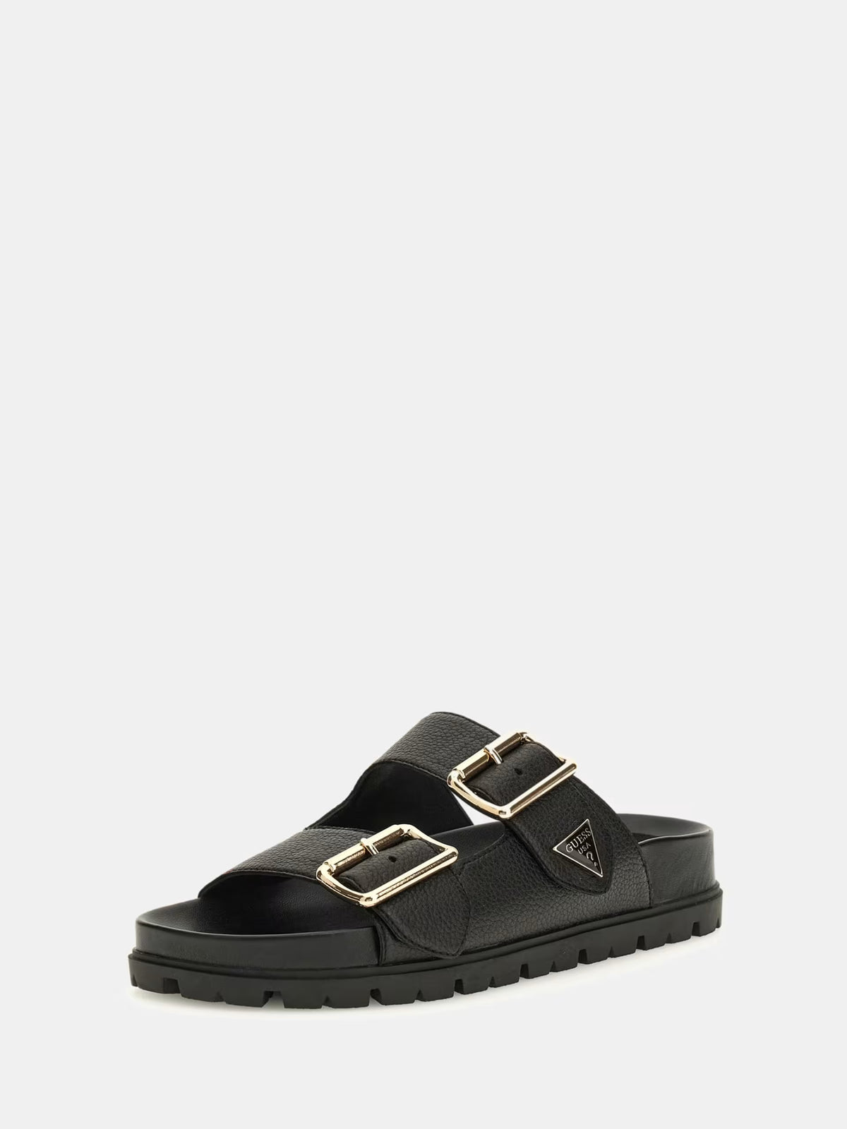 Sandalia de piel auténtica con cierre de hebilla