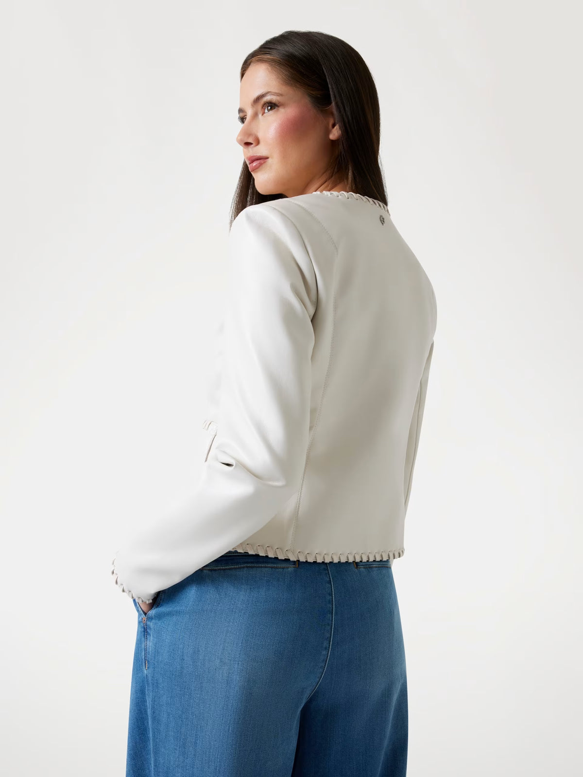 Faux Saffiano leather jacket