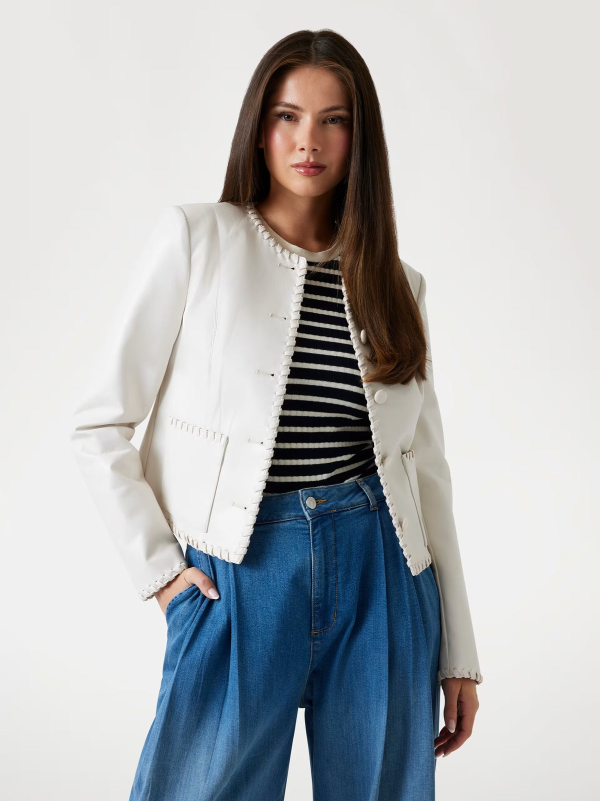 Faux Saffiano leather jacket