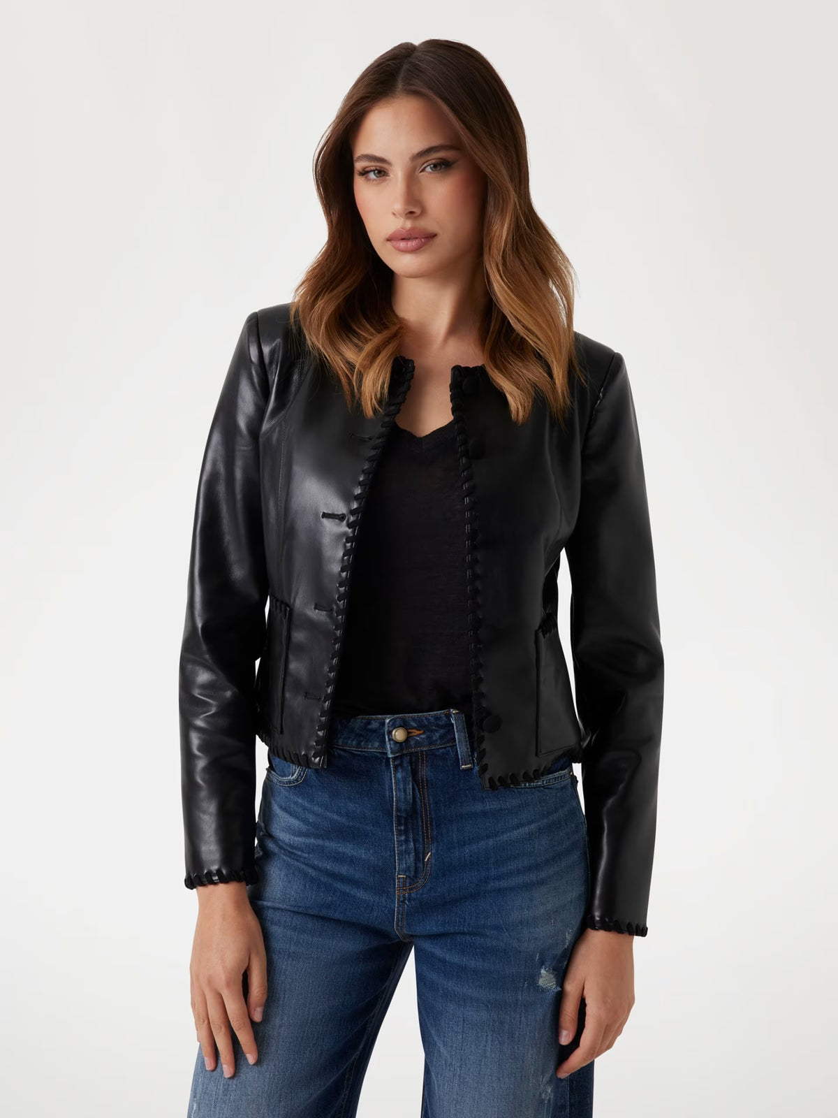 Faux Saffiano leather jacket