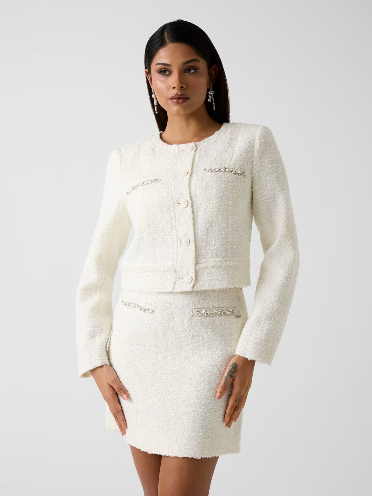 Chaqueta de tweed de mezcla de lana